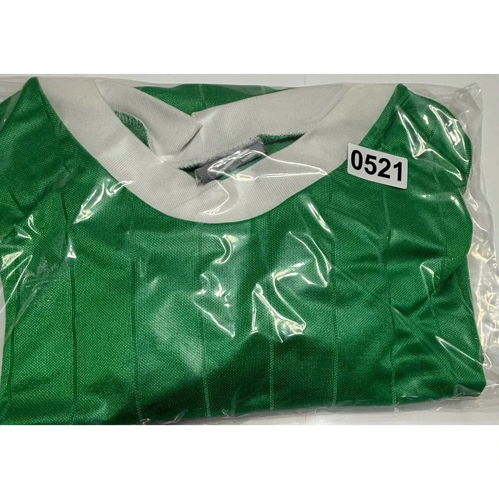 Vintage Adidas Soccer Jersey Green White Stripe Number 4 Made in USA Mens Large